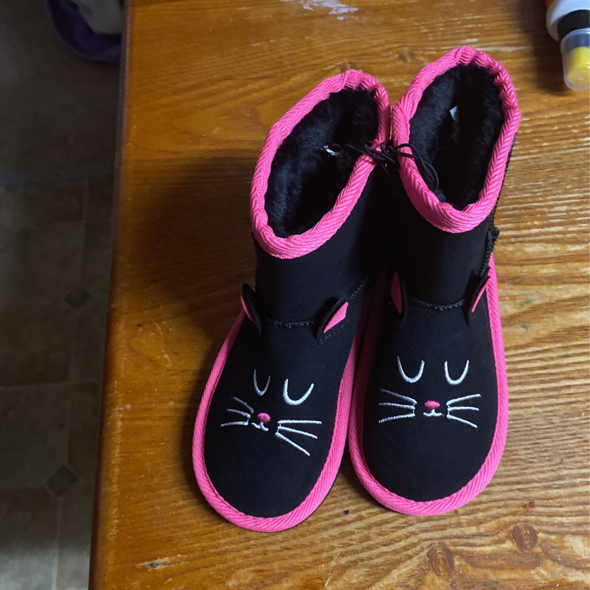 Hot Pink and black Kitty boots