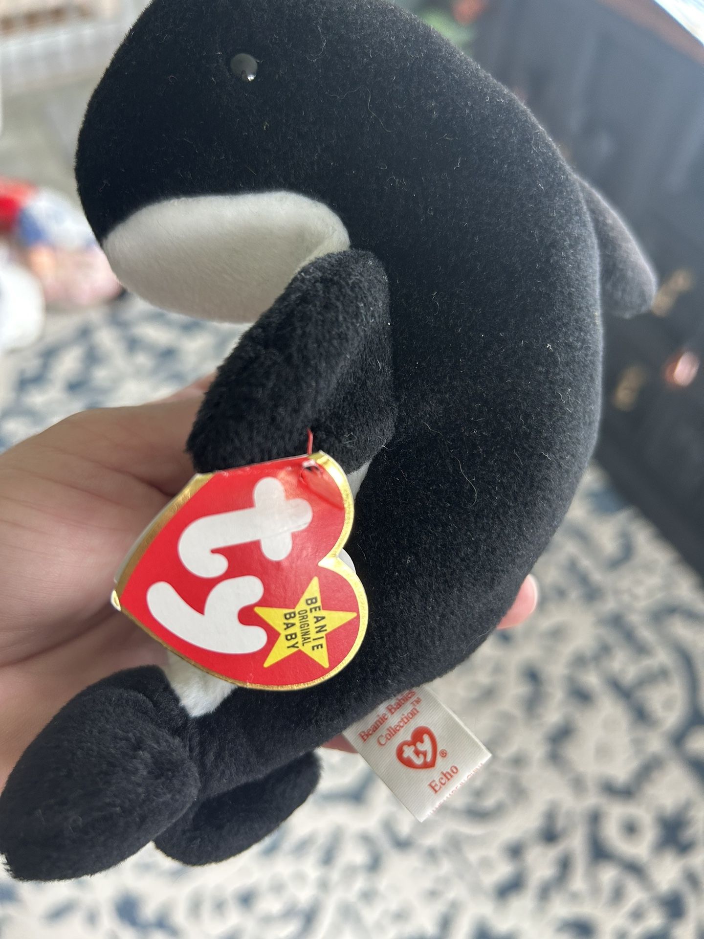 90s Antique Black Orca Beanie Baby Mislabeled