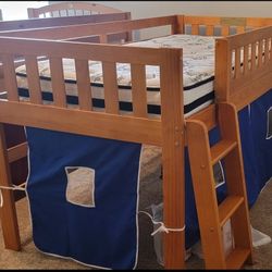 Twin Size Loft Bunk Bed For Kids