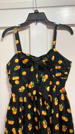 Darling Oranges on black summer dress with pockets