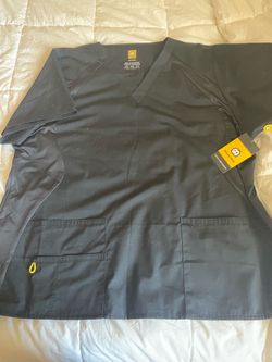 Plus size* NWT* WonderWink Origins Black Scrub  Top Women V Neck Pockets
