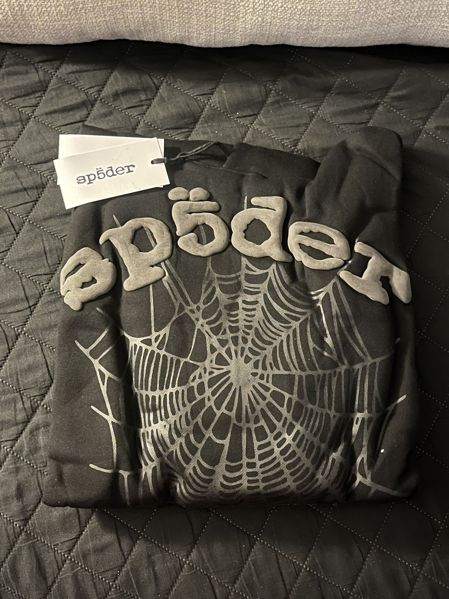 Sp5der Silver Bubble Print Web Hoodie