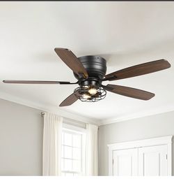 48" Flush Mount Industrial Ceiling Fan with Light Vaczon SKU: VZA01A127