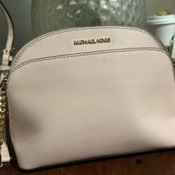 Michael Kors Jet set Saffiano Leather Emmy Dome Crossbody Shoulder Bag Pink NWT