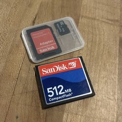 SanDisk 512MB CompactFlash and Sandisk Micro SD Adapter