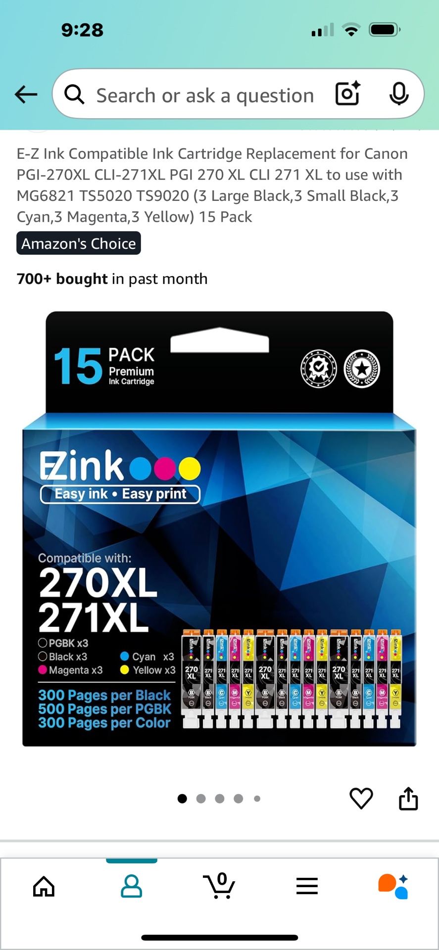 Cannon Ink Cartridges- 270 XL And 271 XL