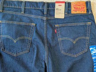 Levis 505 Jeans Mens 38x30 Blue Dark Wash Regular Fit Straight Stretch Denim NWT
