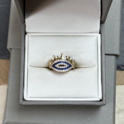 14k Yellow Gold Evil Eye Ring