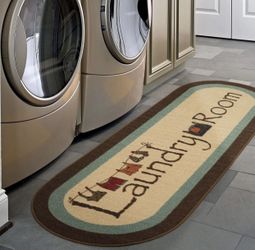 Ottomanson Text Laundry Collection, 20" X 59" Oval, Brown