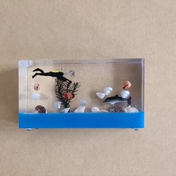  Lucite Diorama Nautical Tank Paperweight Handmade  Vintage 