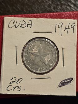 1949 Patria Y Libertad 20 Centavos Silver Coin