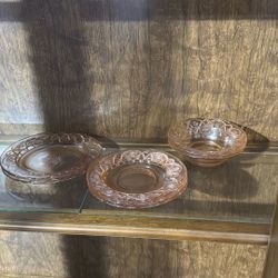 Pink Depression Rose Plates 