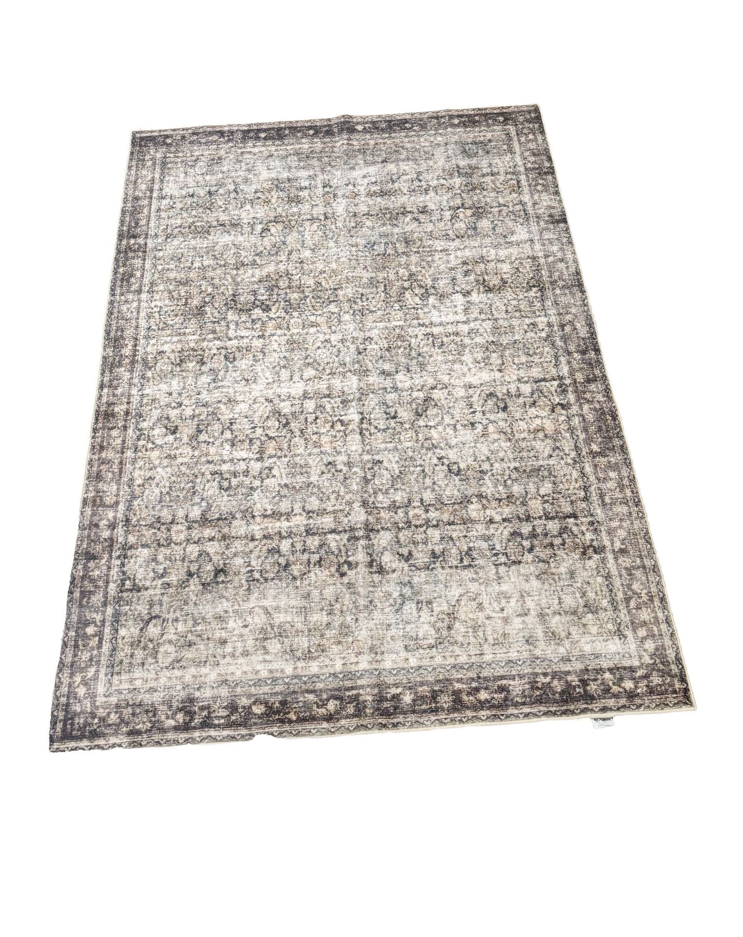 NEW CHAMPLANT Washable Area Rug 4 x 6 Vintage Style Non Slip Gray Ivory Cream