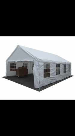 10x30 white party and wedding canopy with windows. Frame + tarp included. $149