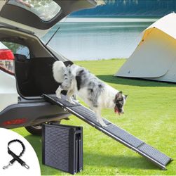 Folding Dog Ramp for Cars with Safety Leash