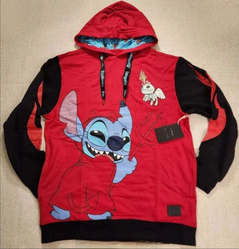 Loungefly Disney Stitch Devil With Horns On Hoodie New With Tags Size XL