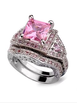 Pink two piece ring set size 9