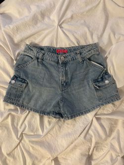 Guess Denim Cargo Mini Shorts