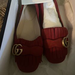 GUCCI RED BALLERINA LOAFERS 