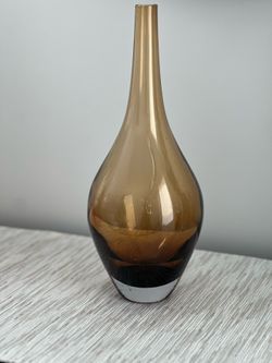 Vintage IKEA Salong Tall Amber Glass Vase Johanna Jelinek MCM 12"
