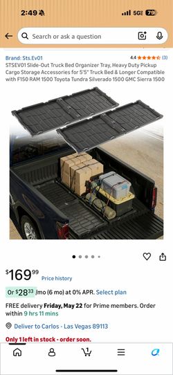 STSEV01 Slide-Out Truck Bed Organizer Tray, Heavy Duty Pickup Cargo Storage Accessories for 5'5" Truck Bed & Longer Compatible with F150 RAM 1500 Toyo