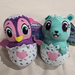 Hatchimals Purple Penguin Turquoise Bear Plush Set Of 2