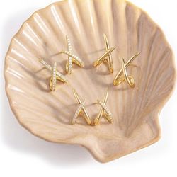 Jewelry Tray Trinket Dish Ceramic Shell Jewelry Holder Decorative Plate Bowl