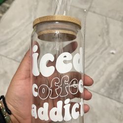 Iced Coffee Addict Libbey Beer Can Glass Cup