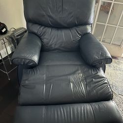Blue Faux Leather Recliner