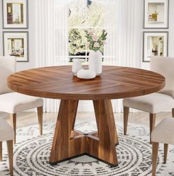 Round Dining Table for 4-6 People, 47 Inches Dining Room Table with Wooden Pedestal Base. NO CHAIRS!!!