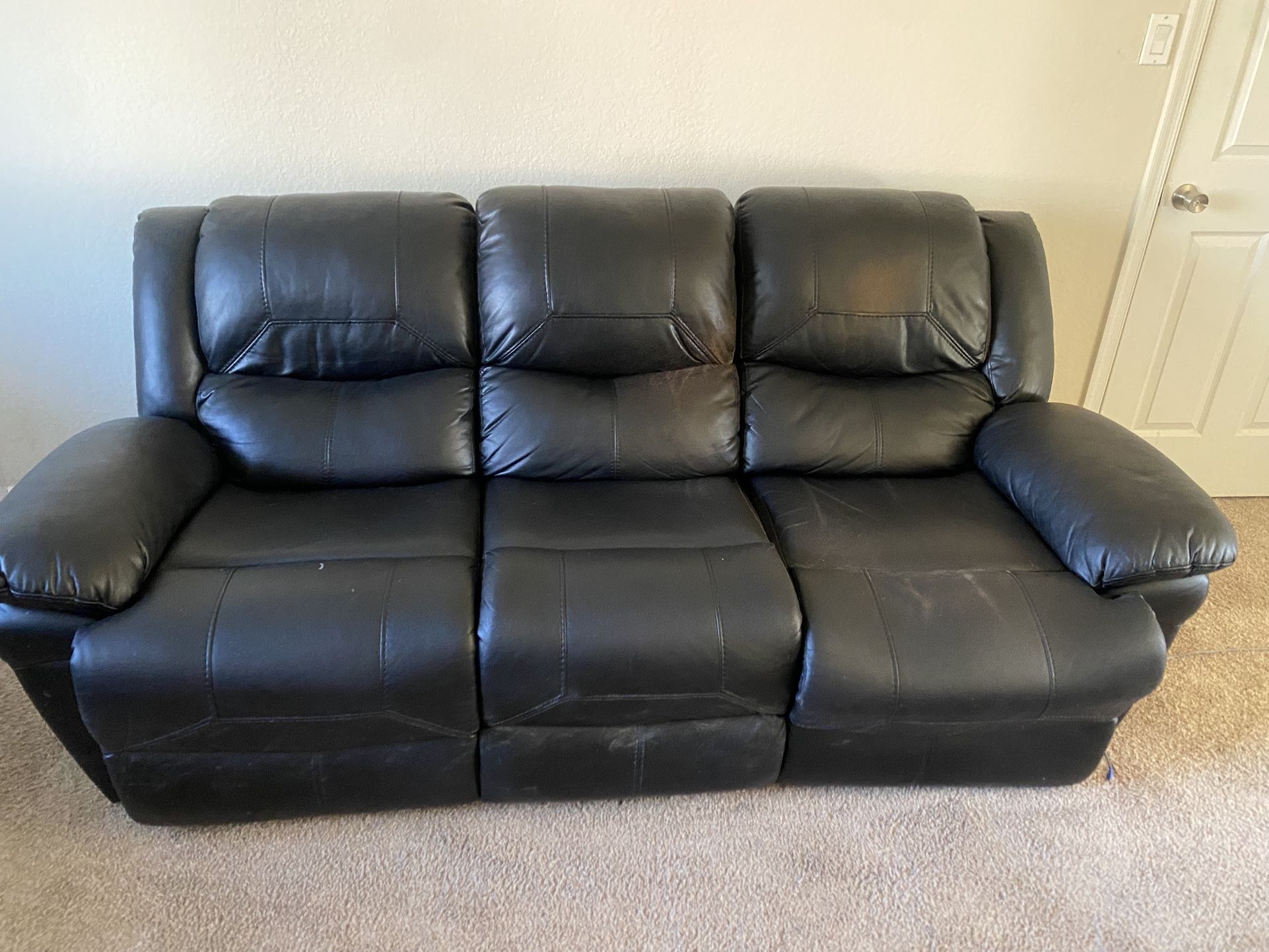 Black Leather Furniture 3 Piece Set