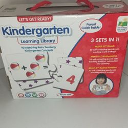 Kindergarten Learning Library 3 Sets In 1. - Math , Animal , Word , Match It Puzzle 