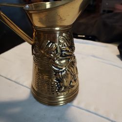 Vtg Peerage Embossed Brass Pitcher