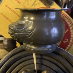 Asian Bronze Urn With 2 Faces