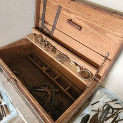 Antique 100 Years Old Tool Chest and Tools