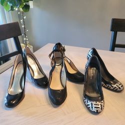 Black Heels, Set Of 3. Size 7.5