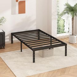 Metal Platform Bed Frame 14 Inch Tall,No Box Spring Needed,Twin Size Bed with Heavy Duty Strong Support Slats,Easy to Assemble,Black