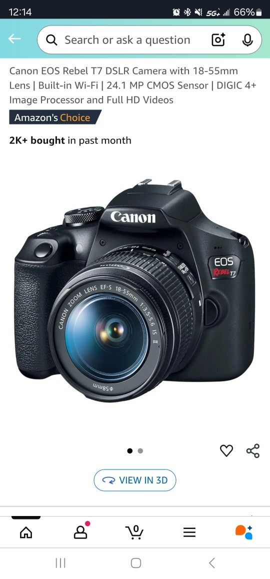 Canon EOS Rebel T7 Camera With Wifi And NFC