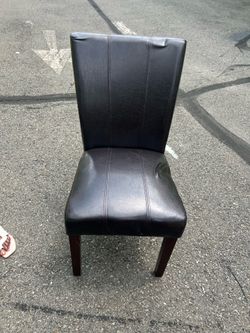 Dining Table Set with 6 Black Leather-Style Chairs