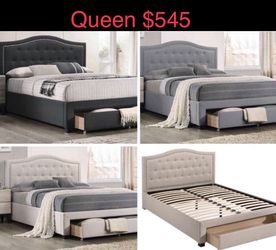 Storage Queen Gray New Beds With Nice Mattress.