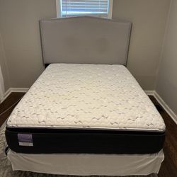 Queen Pillowtop Mattress With Frame And Headboard (Delivery Available!)