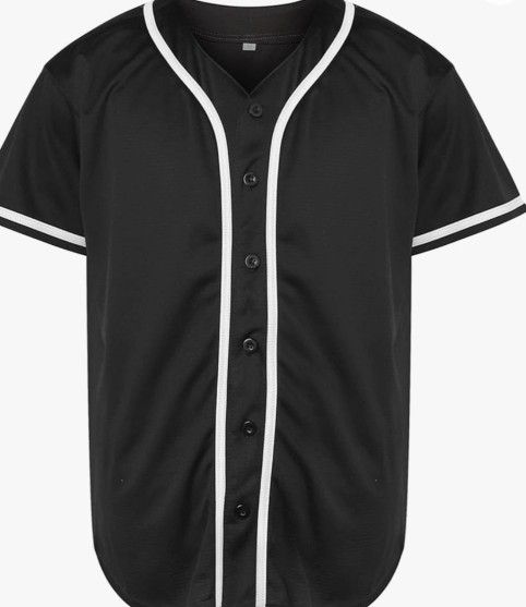 Baseball Jersey Button Down Shirts Sports Uniforms Men Women Jersey
Medium or Large Black