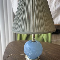 Vintage Blue Frosted Globe Table Lamp MCM