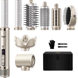 8-in-1 Professional Hot Air Styler&Hair Dryer Brush, Powerful Multi-Styler with Auto-Wrap Curler with Storage Case, Fast Drying Curling Straightening 