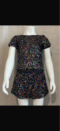 Toddler Girls Sequin Outfit 5T Rainbow Disco Set - Excellent