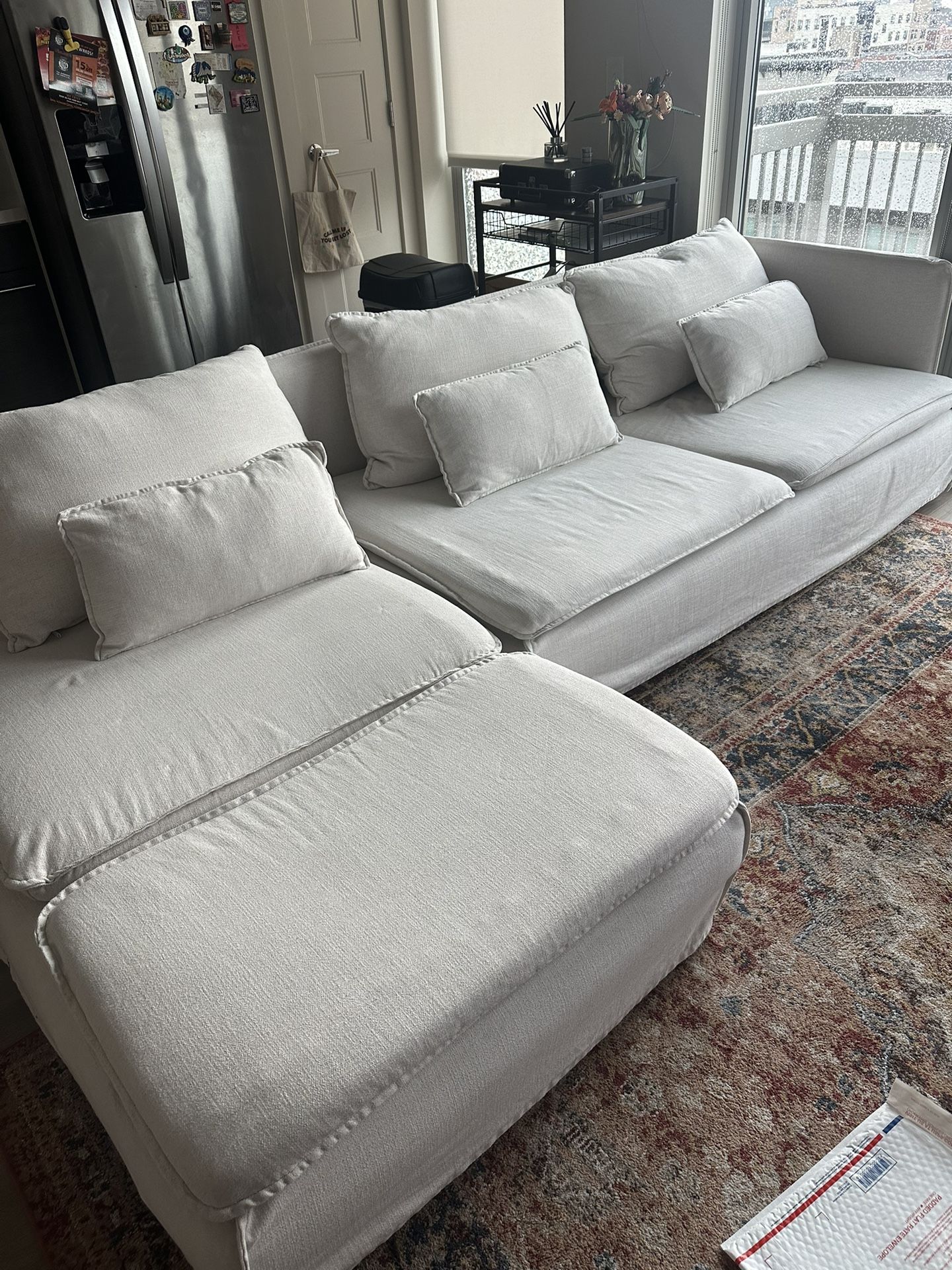 Ikea Sectional, 4-seat with chaise, with open end Gransel/natural