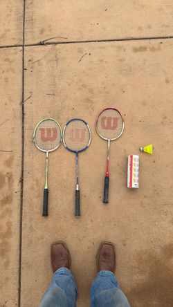 Badminton rackets and birdies