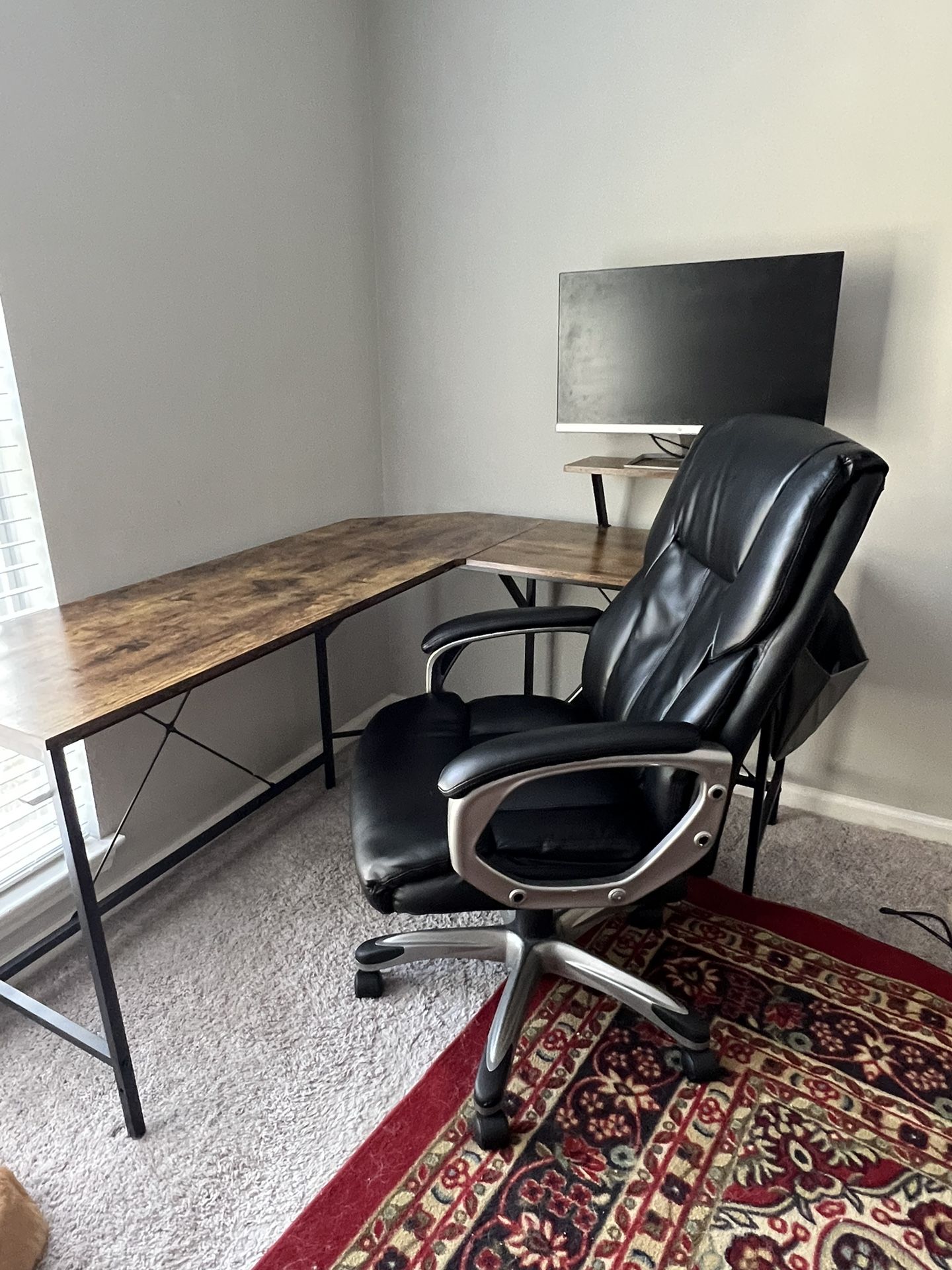 Cubiker L-Shaped Office Desk (Chair Included If You Want It)