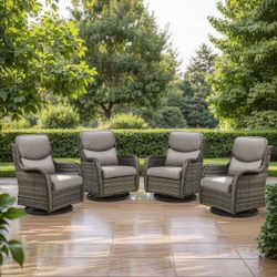 Gray Patio Chair Set Patio Swivel Chairs Patio Rocking Chairs Also Available In Brown Frame Four Pieces Patio Swivel 🚚🆕🚚