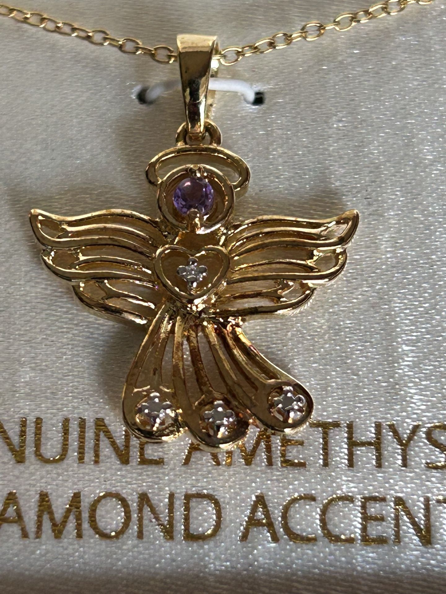 18KT Gold over Sterling Silver Amethyst/Diamond accent...